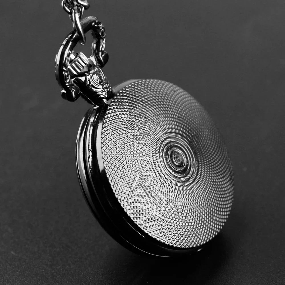 Gothic Design Black Raven Pocket Watch with Necklace Alloy Case & Band,Quartz Movement, Non-Waterproof Watch for Men Women Kids