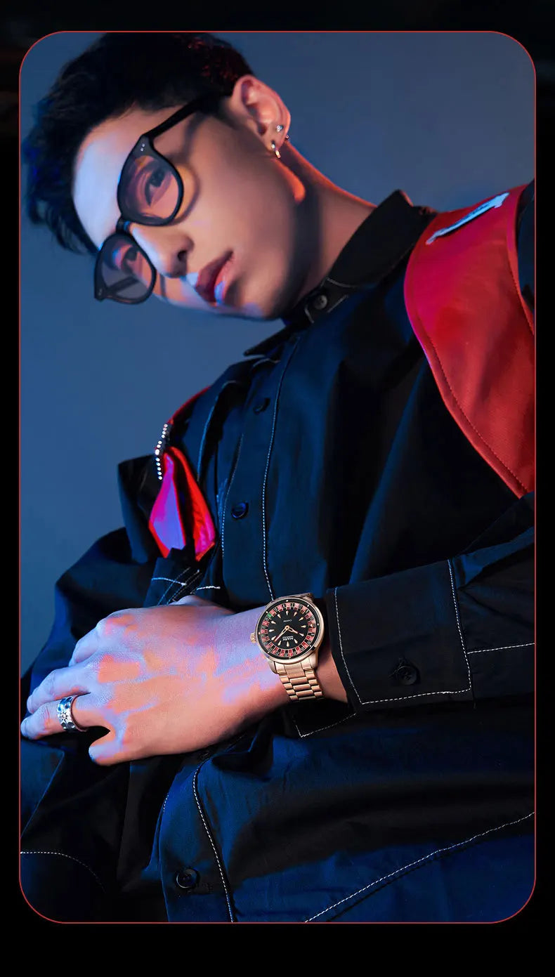 Mark Fairwhale Original Watch For Men Luxury Stainless Steel Clock Fashion Casual Fun Roulette Design Quartz Wristwatch 2025 New
