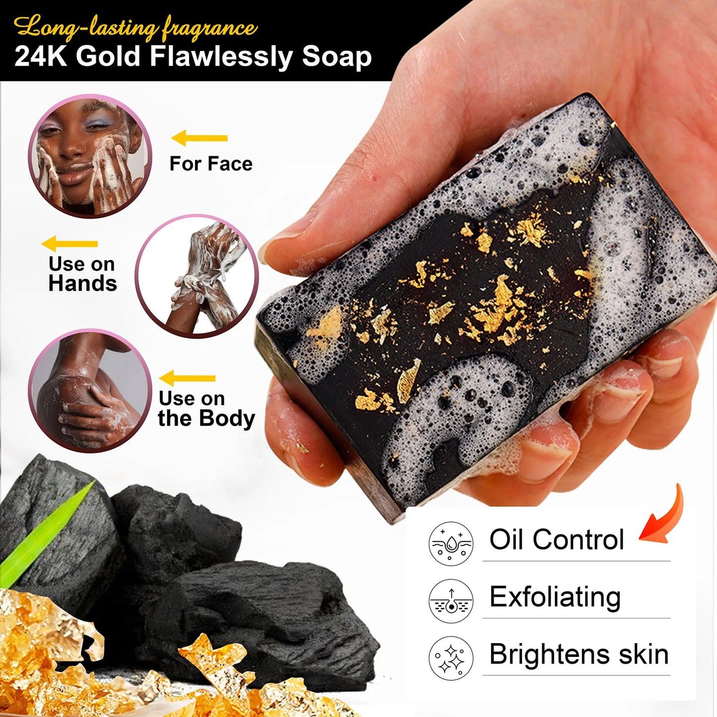 AILKE 24K Whitening Skin Set, Lightening, Remove Black Spots, Melanin, Stains, Even Skin Tone, Moisturizing, for All Skin Types