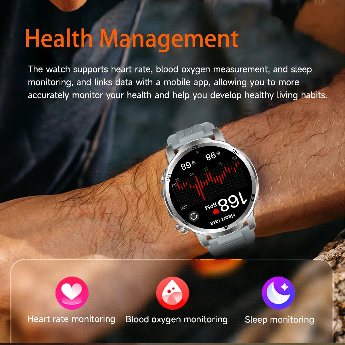 2026 New  Outdoor Smart Watch 1.85inch AMOLED 1000mAh Large Battery 5ATM Waterproof Voice Call Sports Men Fitness Bracelet