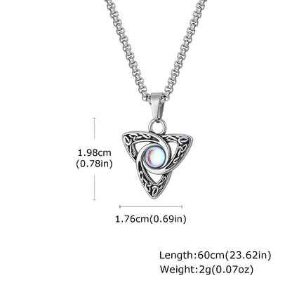 Men's Silver Color Geometric Pendant Necklace, Non Fading Stainless Steel Compass Necklace with Chain, Stylish Jewelry Gifts