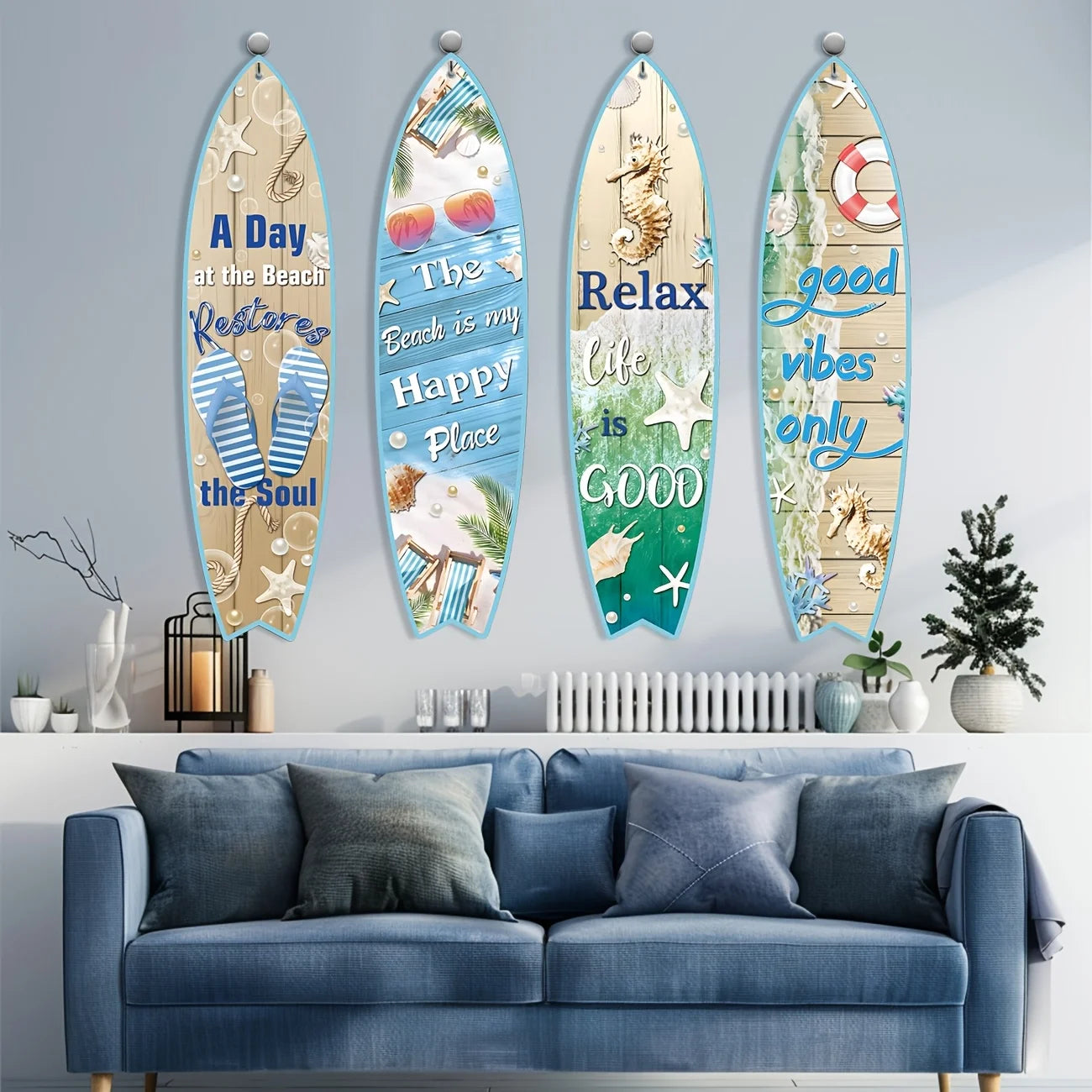 4 Pcs Surfboard Party Banner Pool Wall Decor Surfboard Wall Hanging Banner Sign Beach Decoration Summer Theme Decor Hawaiian