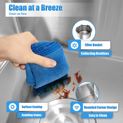 Stainless Steel Double Sink Wash Dishes With Drainer Deep Hidden Sink Bathroom Kitchen Accessories Household Items