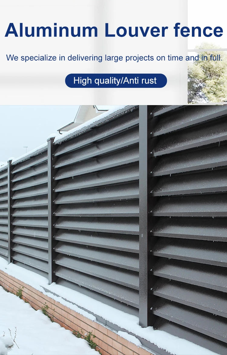 Outdoor Aluminum Louver Fence Panels Modern Design Privacy Security Fencing Heavy Duty Garden Yard Fence Customizable