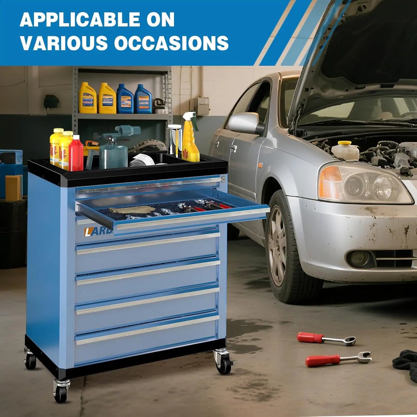 7-Drawer Rolling Tool Chest with Lock&Keys and Swivel Casters,Tool Chest with Multi-Sizes Drawers and, Customized