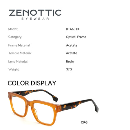 ZENOTTIC Men Square Handmade Acetate Optical Frames Stylish High Quality Daily Eyewear