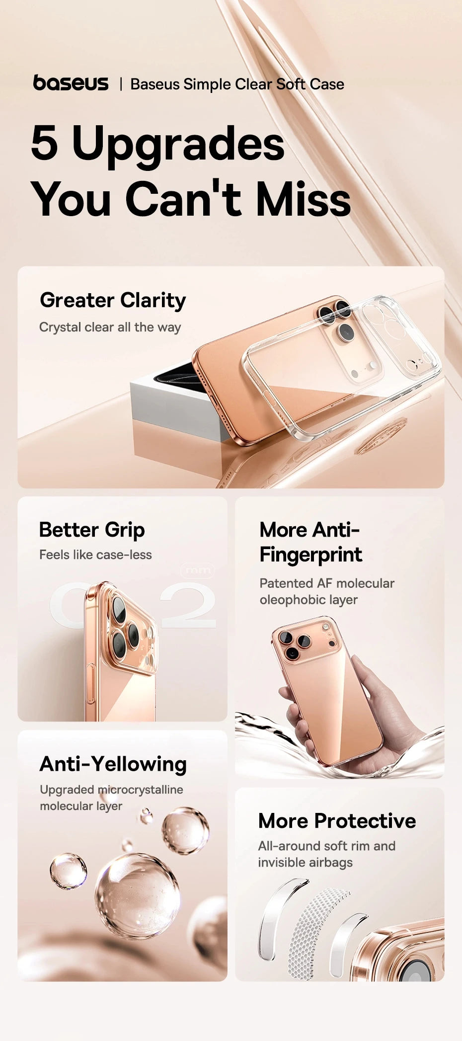 Baseus Clear Case For iPhone 17 Pro Max Soft TPU Case For iPhone 17 Air Anti-drop Ultra Thin Cover For iPhone 16 15 Pro Max Case