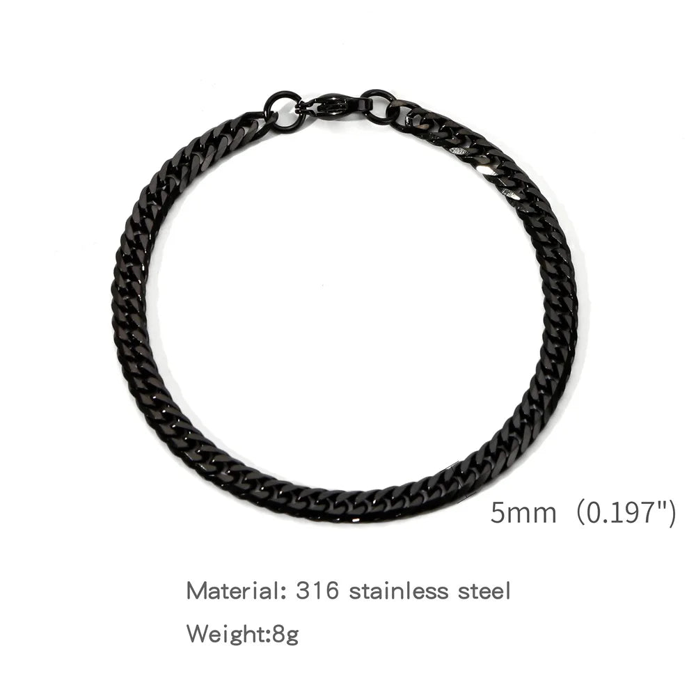 Gold Color Stainless Steel Cuban Chain Men's Bracelet Simple Retro Bracelet For Women Hip Hop Jewelry Trend Accessories Gift
