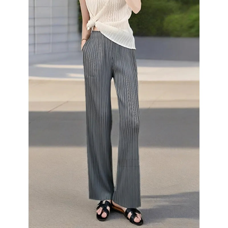 High-Waisted Pleated Wide-Leg Pants