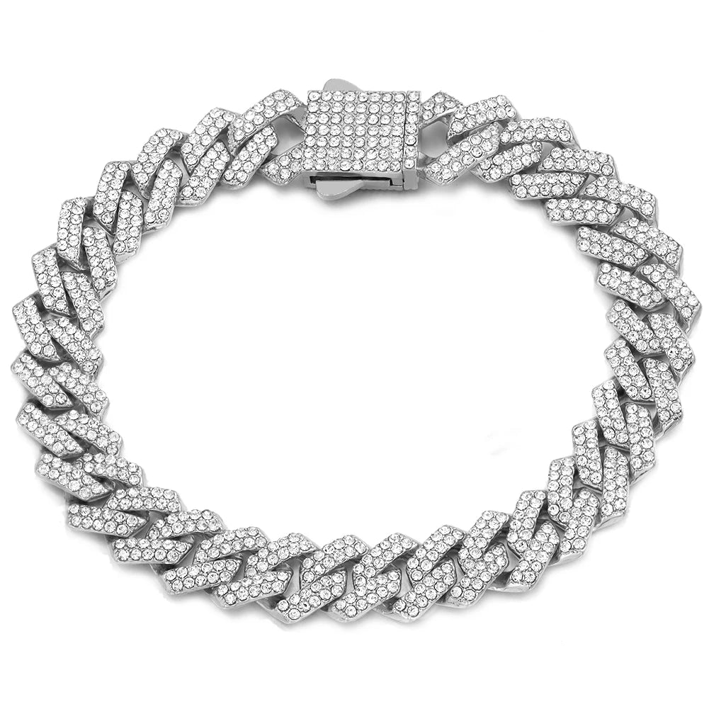 Bling Golden Cuban Chain Anklet For Women Girls HipHop Iced Out full Rhinestone Paved Cuban Summer Beach Anklet Bracelet Jewelry