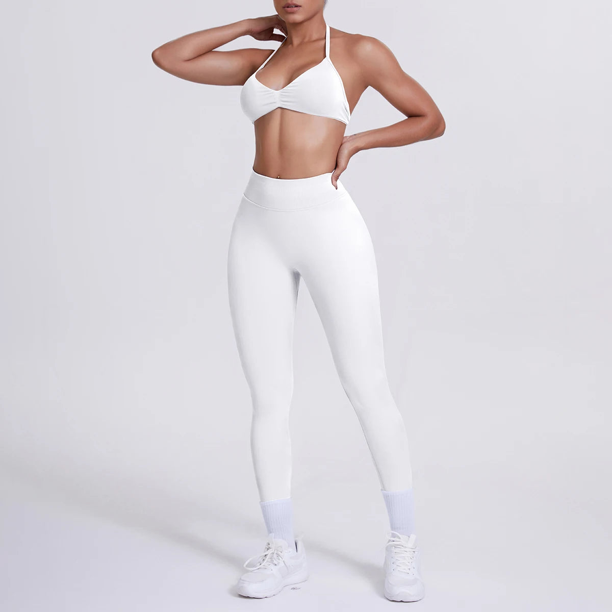 Women 2pcs Patchwork Sport Yoga Suit Training Sleeveless Sport Gym Tops Tummy Control Slimming Booty Leggings Yoga Suit Sports