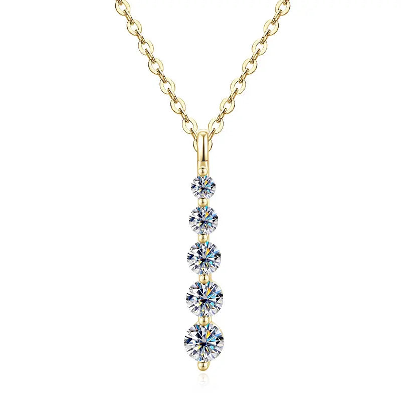 Oxtao Five-Stone Moissanite Pendant Necklace — view 7