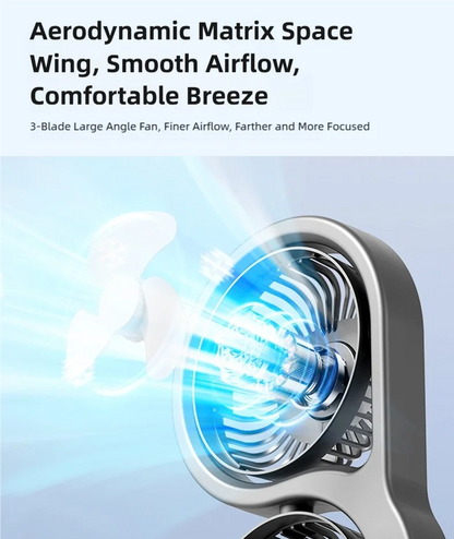 TINSOL Portable Three-Head Fan, 360° Wind Direction Adjustment, Five-Speed Wind, Dormitory and Outdoor Desktop Fan