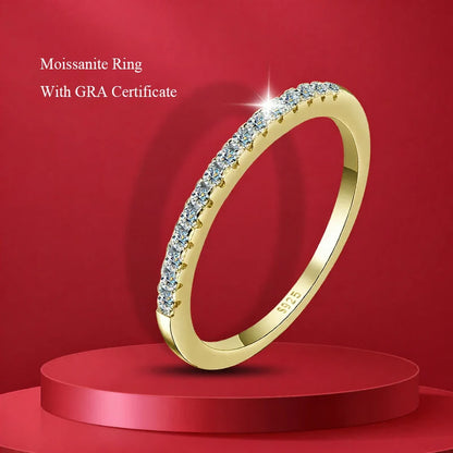 1.0mm-3.5mm Round Brilliant Cut Moissanite Wedding Rings Half Eternity Band 925 Silver Lab Diamond Wedding Ring With Certificate