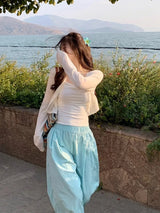V-Neck Long-Sleeve Knit Cardigan