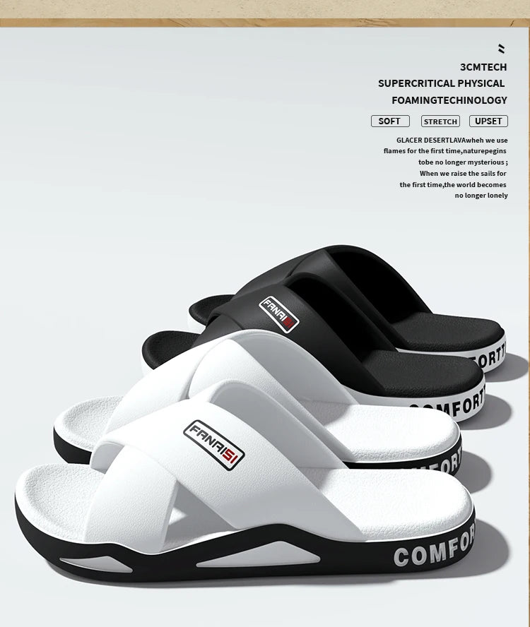 Men's Outdoor Fashion Sandals-Cross Strap Open Toe Slide Sandal,Non-Slip Bath Shower Slippers,Beach Shoes for Swimming & Walking