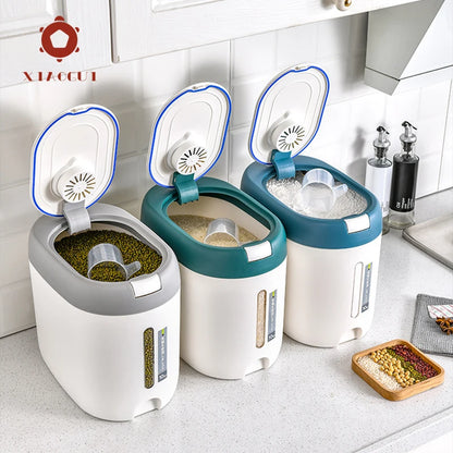XIAOGUI 5KG/10KG Rice Dispenser Kitchen Organizer And Storage Container Home Box Cereal Jar Botes Cocina Almacenaje Alimentos