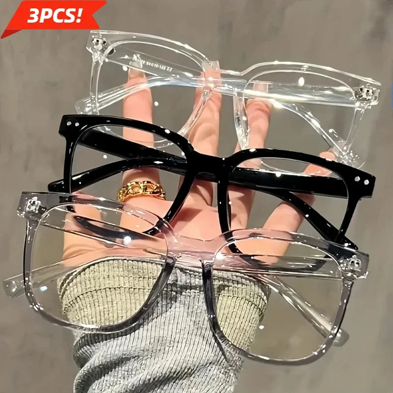 1/2/3 PCS Blue Light Blocking Glasses Fashion Square-framed Glasses Trend Campus Style Clear Black Frame Back To School Dress