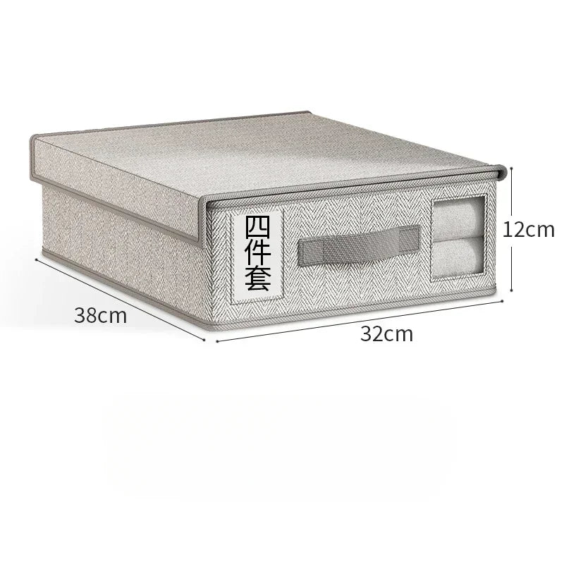 Sheet Set Storage Box Organizer Fabric Folding Window Zipper Blanket Organizer Box Wardrobe Bed Clothes Storage Organizer