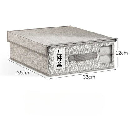 Sheet Set Storage Box Organizer Fabric Folding Window Zipper Blanket Organizer Box Wardrobe Bed Clothes Storage Organizer