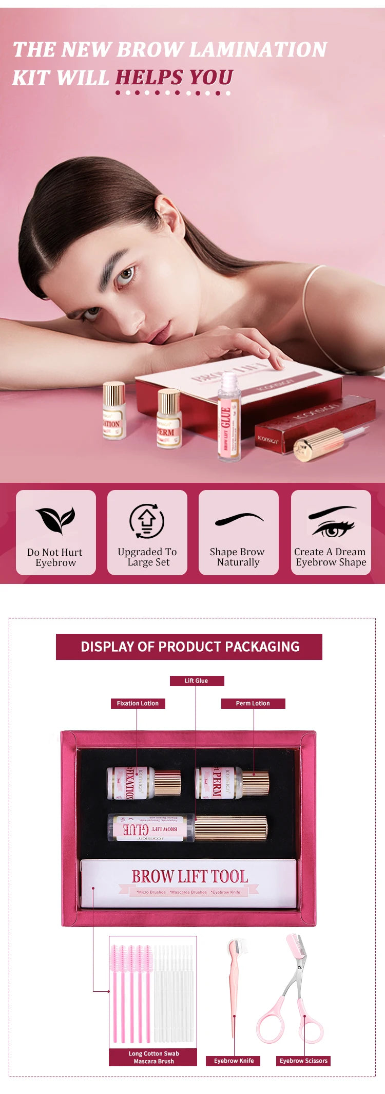 New Brow Lift Eyebrow Perm Kit With Perm Nutrition Lotion Scissor Razor Brushes Semi-permanent Salon Makeup Can DIY