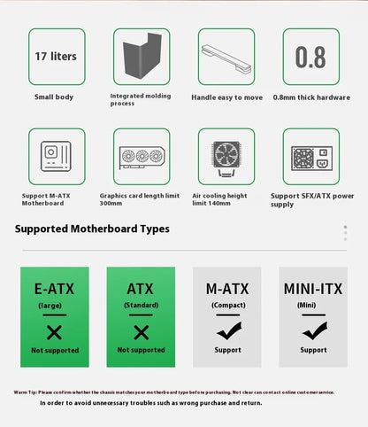 Question M5 PC case M-ATX Portable Computer Case ITX Motherboard ATX/SFX Power Supply Support U3 Desktop MINI Small Chassis
