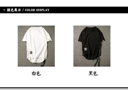Y2K Summer New Mens Fashion Oversized Style Cargo T Shirt Man Techwear Men Brand Quality 100% Cotton Zip Up Short Sleeve Tshirt