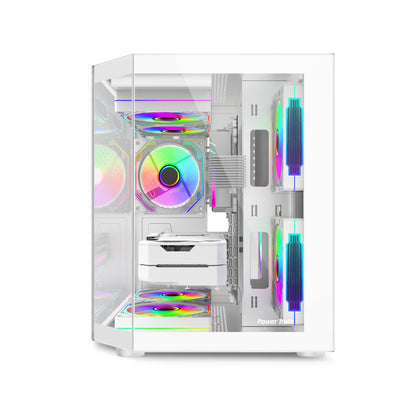 Power Train Star Realm M-ATX Desktop Computer Case Without Pillars Three Sided Glass Panoramic Sea View Room 240 Water Cooling