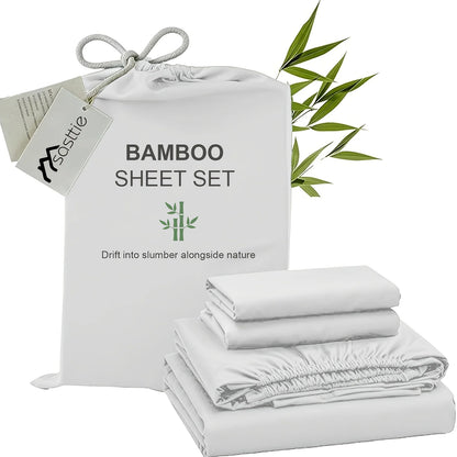 Cooling Bamboo Bed Sheet Set-Bamboo Bed Sheet-Ultra Soft & Breathable Daybed Set-Deep Pocket Up to 16" Hotel Soft Bedding-Perfect for Hot Sleepers Bamboo Bedding Sheets Set - Double Stitching, Lifetime Quality Promise