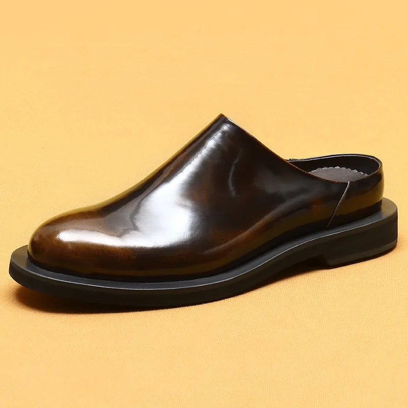 Luxury Men's Slippers Genuine Leather Loafers Men Moccasins Casual Non-slip Man Shoes Italian Summer Fashion Half Shoes for Men