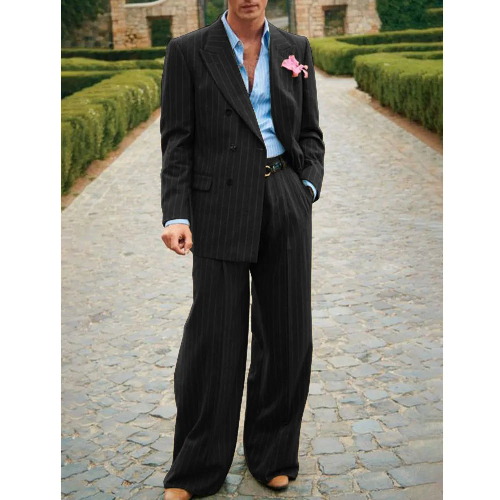 Men's Striped Suit Two Piece Suit Elegant Fashion Suit Casual Fashion Work Wear Party Dress Men's Commuter Wear Men's Clothing