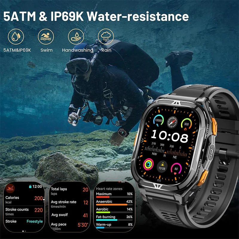 New For XIAOMI Sport Wristband Built-in GPS&Compass BT Call Smartwatch Altimeter Health Monitoring 3ATM Waterproof Swim Watches