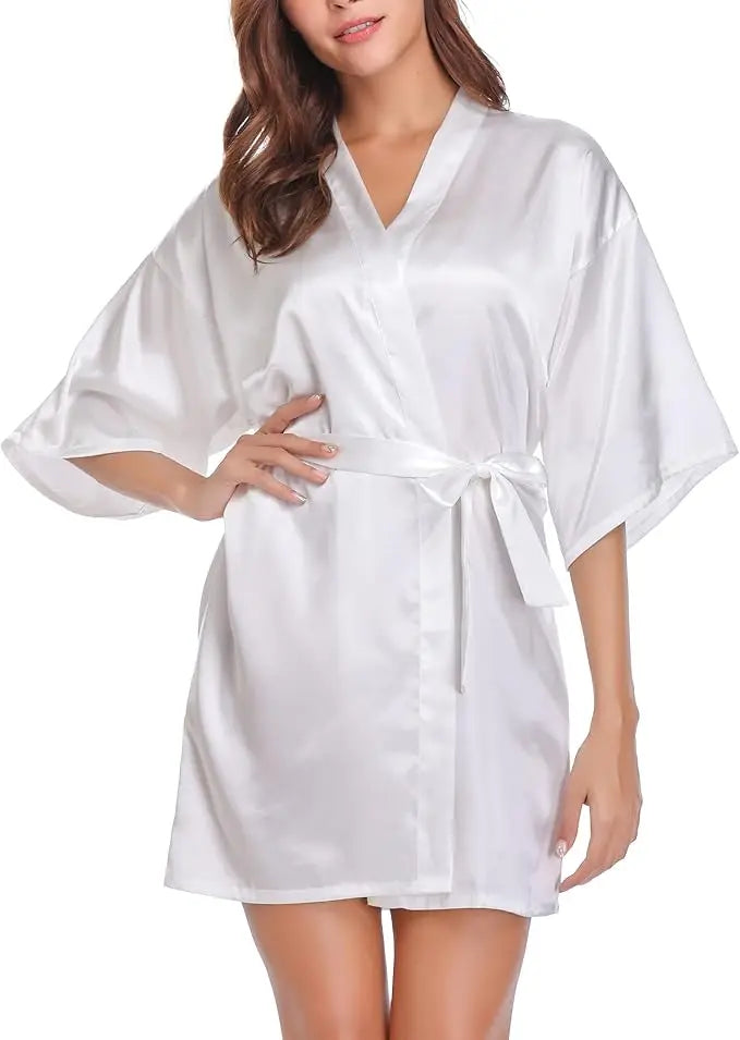 New Women's Sleeping Robe Home Clothes Sleeping Bridal Morning Robe Ding Simulated Silk Elastic Sleeping Robe Silk Short Dress