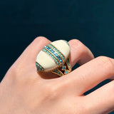 Vintage Oval Sea-Blue Crystal Ring — view 4