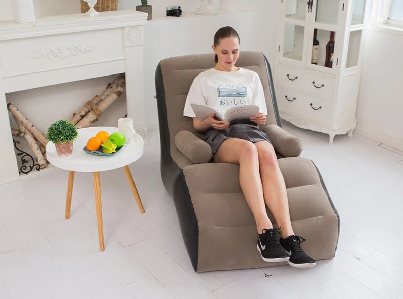 1Pc Inflatable Lazy Sofa Home Leisure Fashion Comfortable  Inflatable Air Sleeping Bed Indoor Collapsible Bed Leisure Sofa