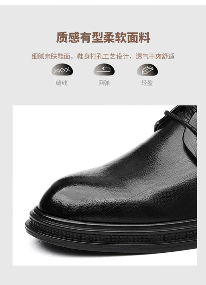 Mens Black Vintage Genuine Leather Lace Up Formal Business Office Groom Wedding Daily Wear Dress Shoes Simple British Style