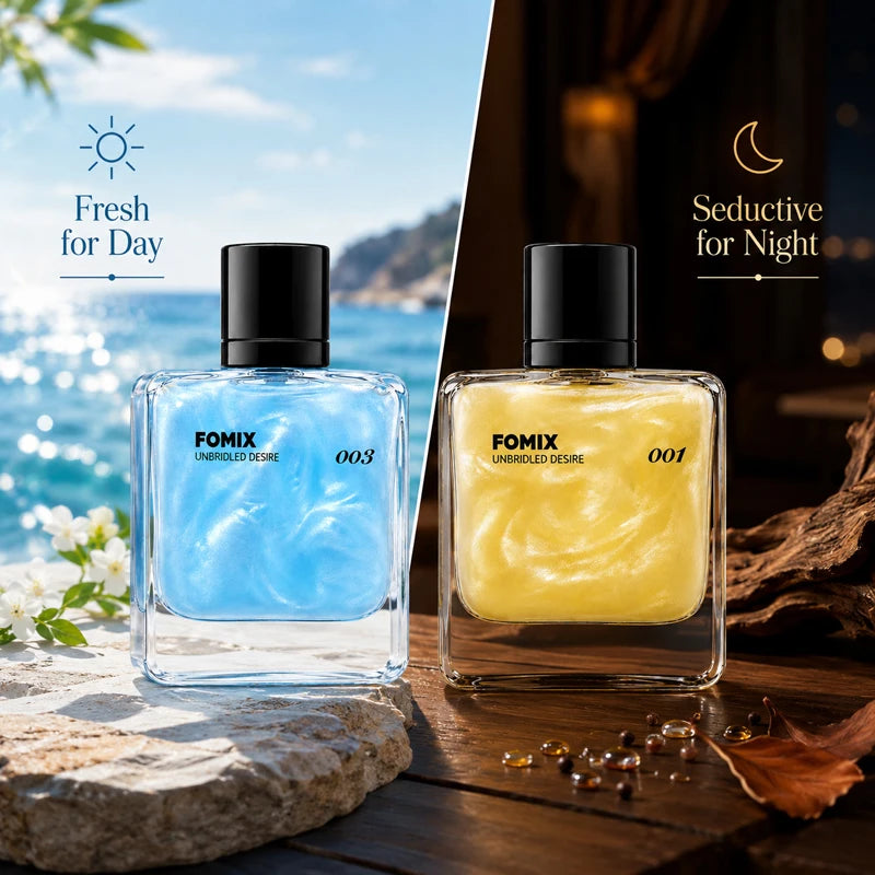 FOMIX 2PCS Men's Perfume Set, Long Lasting Fresh Ocean & Warm Seductive Eau De Parfum Spray, Citrus Floral Musk Woody Cologne, Day Night Portable Fragrance Gift for Him