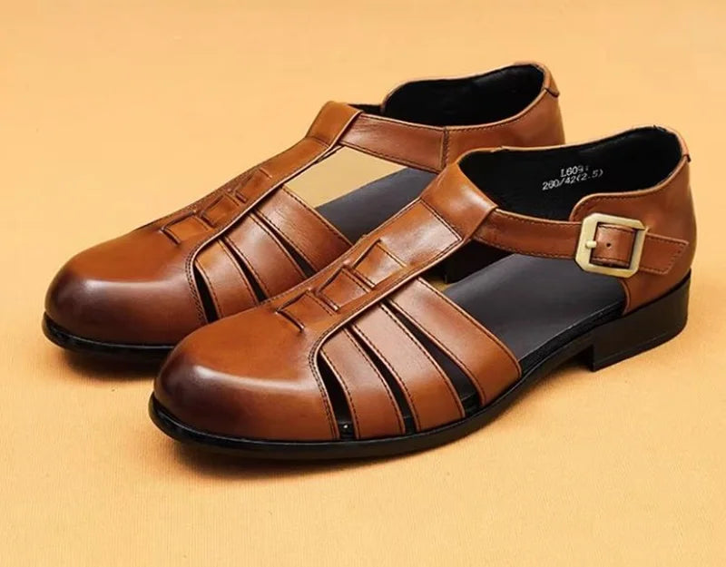Summer Men's Sandals Leather Dress Shoes Outdoor Soft Pointed Formal Men Wedding Sandals Classic Light Slippers Sandals Sneakers