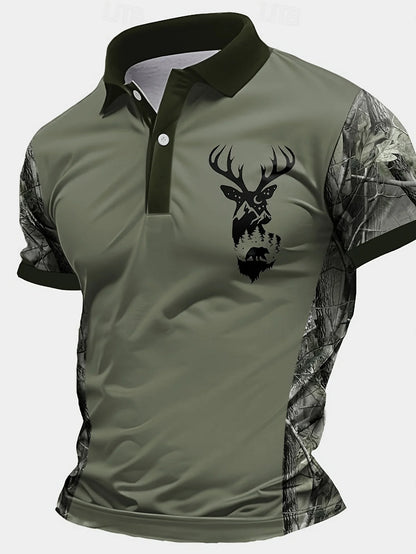 The new men's short-sleeved POLO shirt for summer 2025 features a casual fashionable and breathable 3D pattern print