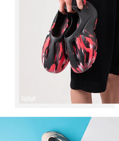 Irregular colors Unisex Beach Sandals EVA Hollow Garden Shoes Tie-dyed Designer Hole Slippers Sneakers  Slip On Foam Runner