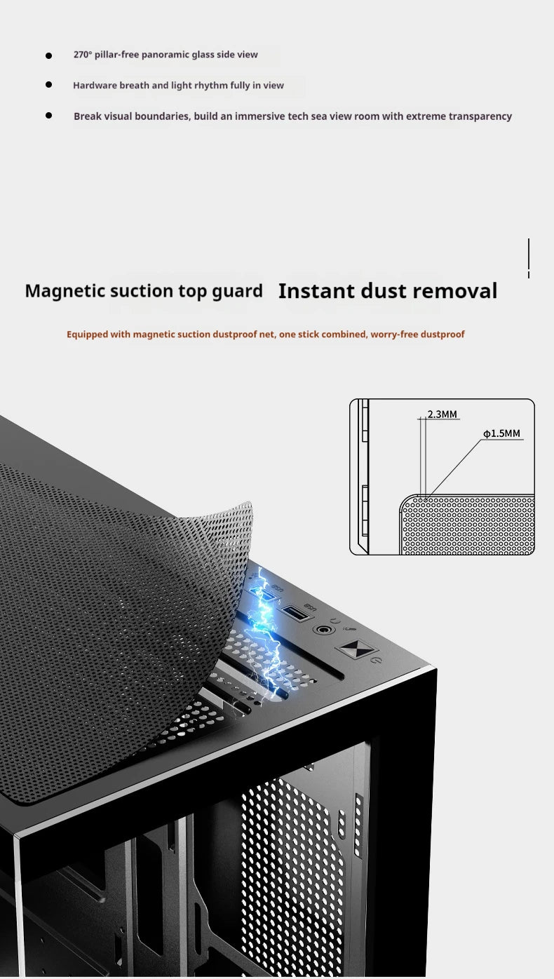 WJCOOLMAN Millennium ATX PC case screen/digital display supports 360 water cooled sea view room Customize screen computer case
