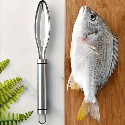 Pointed Fish Scaler, Removes Scales Quickly & Easily. 27x8cm, Stainless Steel, Ergonomic Grip