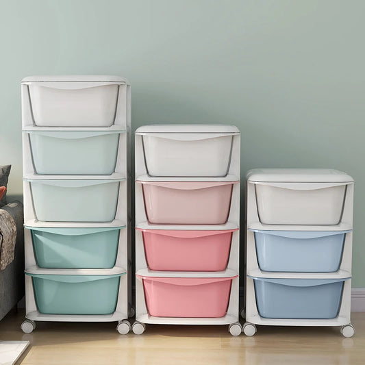 Plastic drawer-type multi-layer storage cabinet, household wardrobe, toy organization box, bedroom storage rack