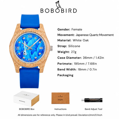 Women's Pink Wooden Watch Luxury Fashion Wristwatch Gift for Girls Elegant Quartz Watch with Silicone Strap Support Dropship