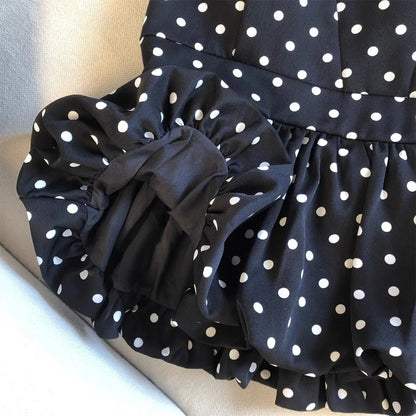 Backless Sexy Halter Beach Babydoll Crop Tops Women Polka Dots V Neck Sleeveless T Shirt Ruffles Basic Tees Not-Padded Pad