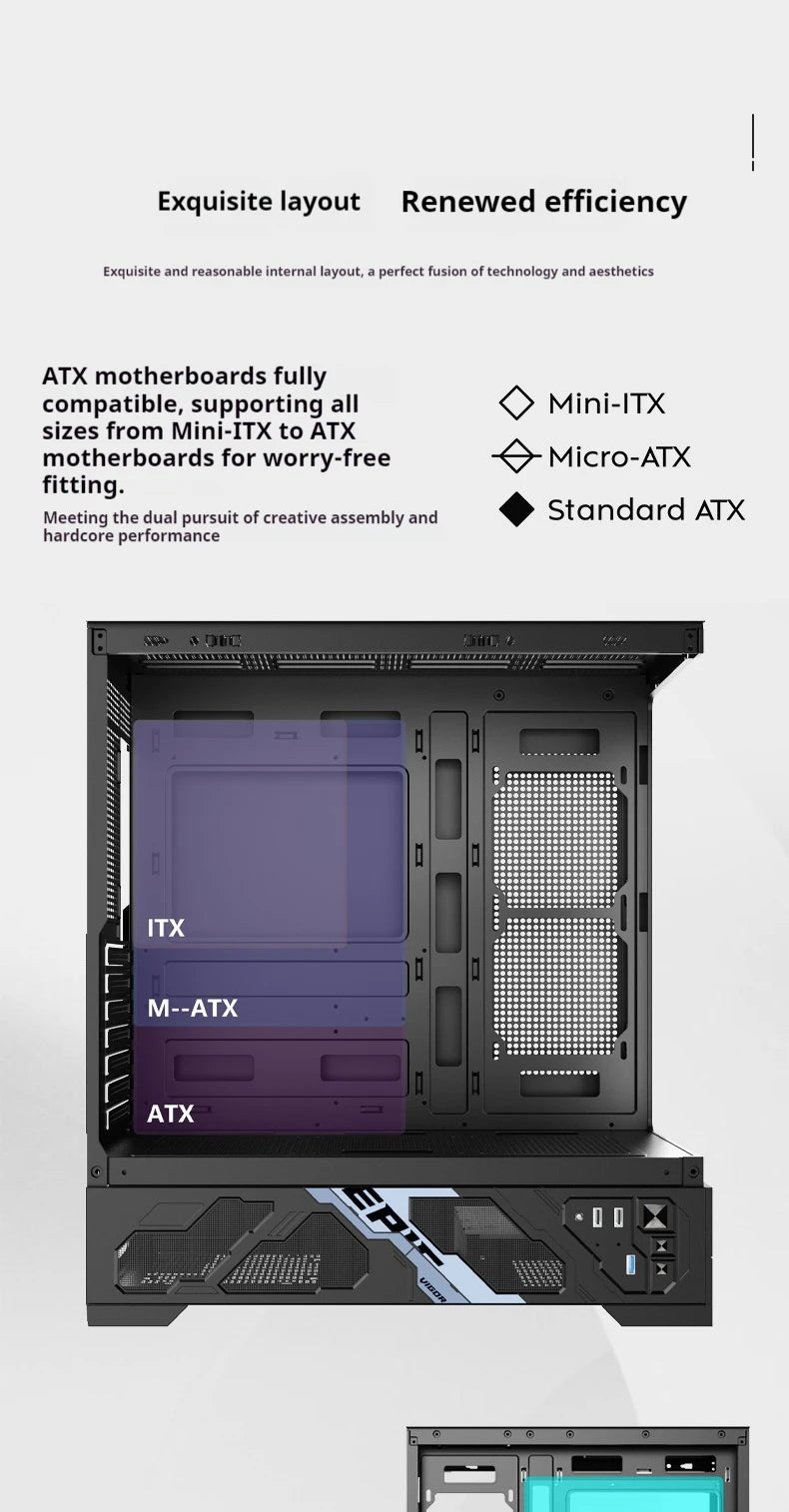 WJCOOLMAN Millennium ATX PC case screen/digital display supports 360 water cooled sea view room Customize screen computer case