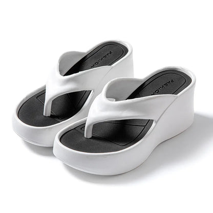 2026 New Women Fashion Slippers Soft EVA Summer Platform Shoes Girls Beach Flip Flops Thick Sole Female High Heel Street Sandals