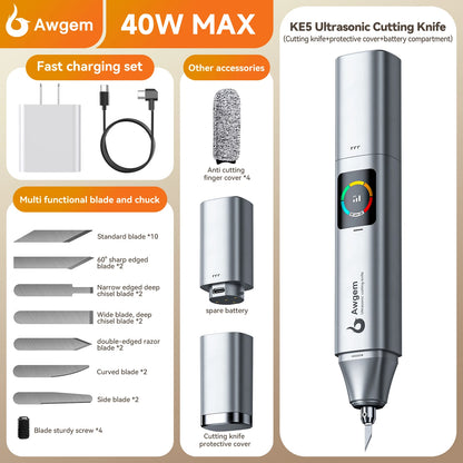 Awgem KE5 Handheld Ultrasonic Cutter Ultrasonic cutting knife DIY Electric Carving Tool for Plastic/Resin/3D Printing/Textile