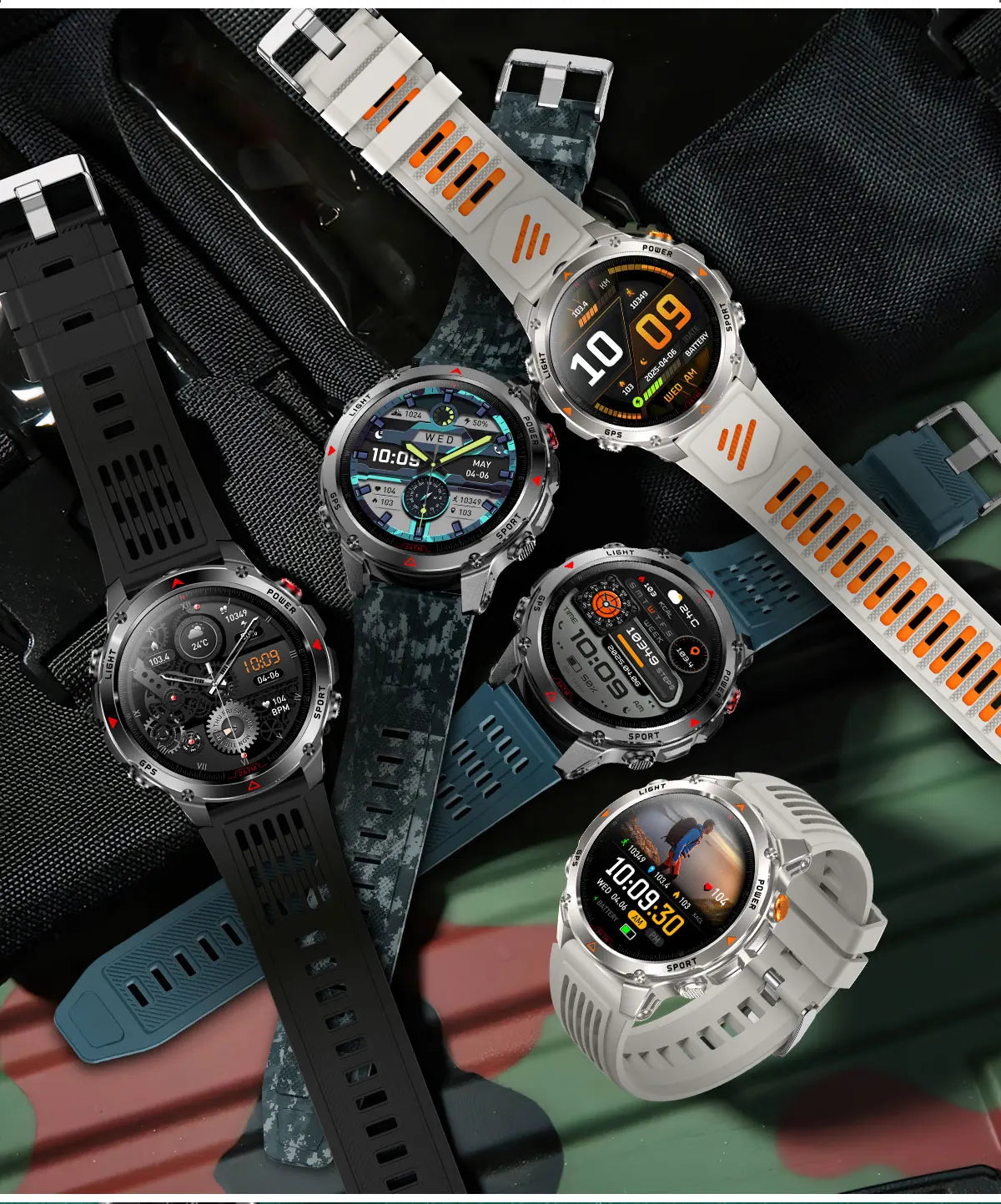 HT37 T-Rex 3 Pro Military GPS Smart Watch Waterproof Dual-band GNSS Compass Altimeter Swim 170 Sports Mode Watch with Flashlight
