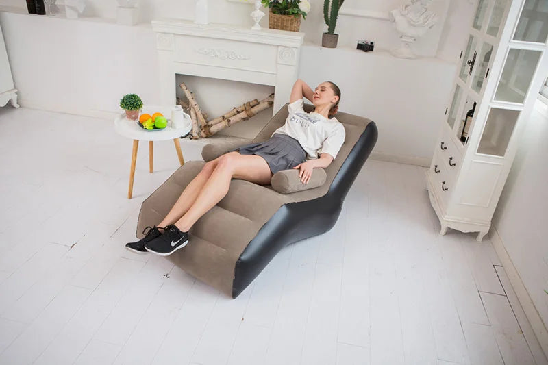 1Pc Inflatable Lazy Sofa Home Leisure Fashion Comfortable  Inflatable Air Sleeping Bed Indoor Collapsible Bed Leisure Sofa